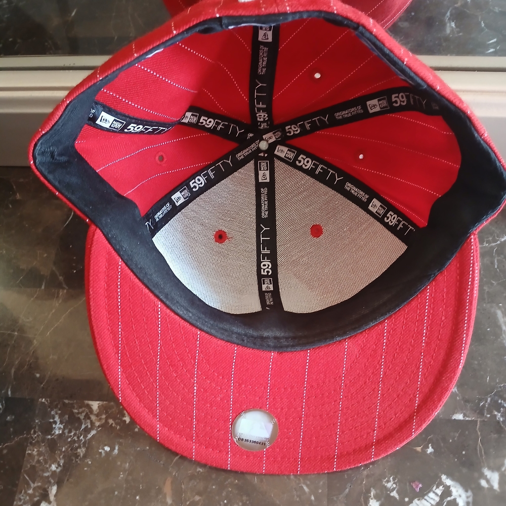 New Era Red Pinstripe Baseball Cap - Picture 8 of 11